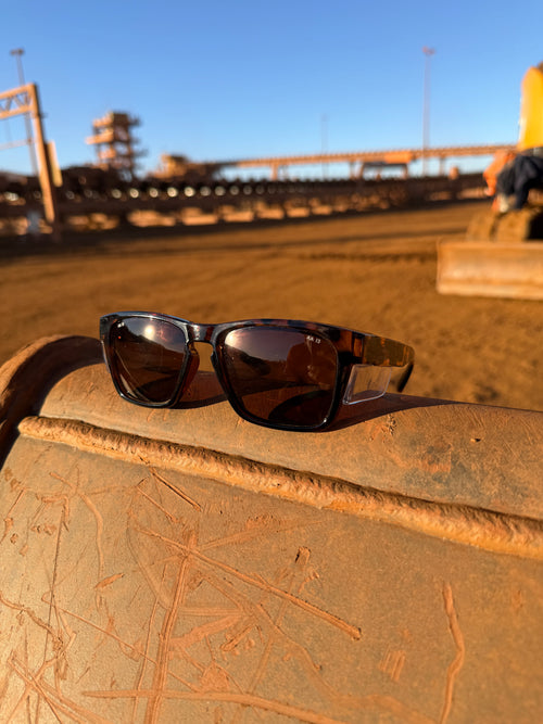 Pilbara Edition Tortoiseshell safety glasses with brown polarised lenses